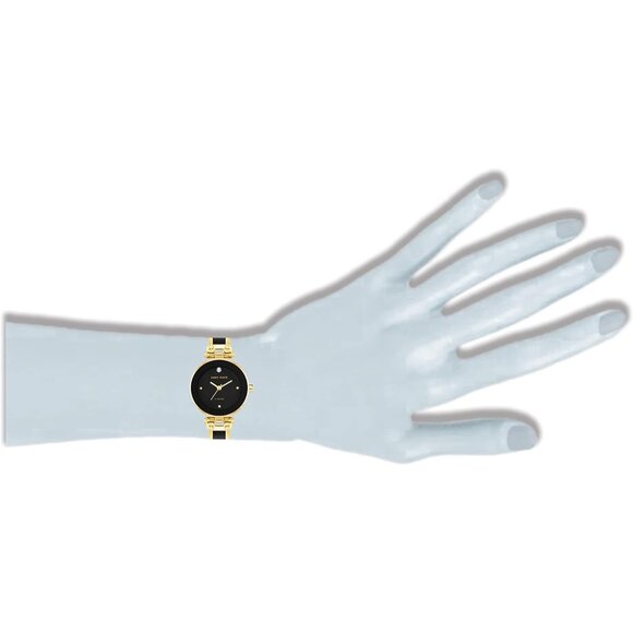 Womens Black Gold Genuine Diamond Dial Bangle Japanese Quartz movement Watch - Picture 3 of 6